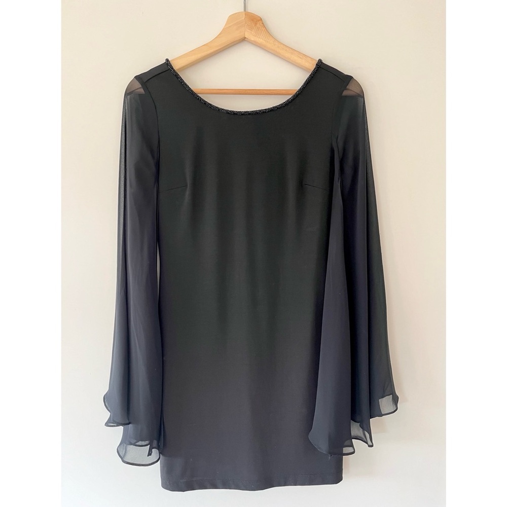 Marciano Black Mini Dress with Long Cape Sleeves
